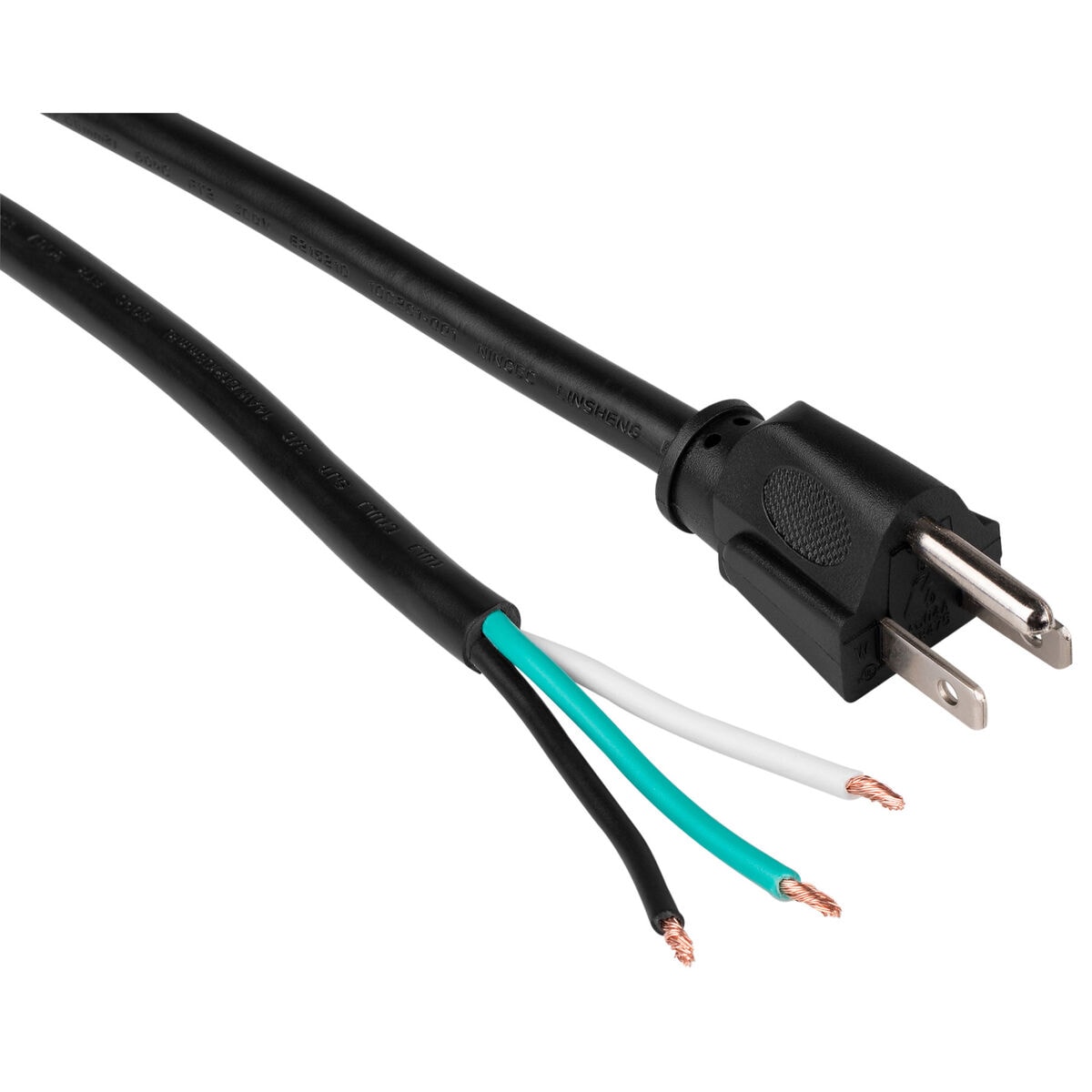 AC Power Cord NEMA 515P to Unterminated 14 AWG 3C SJT 300V Black 6 ft.